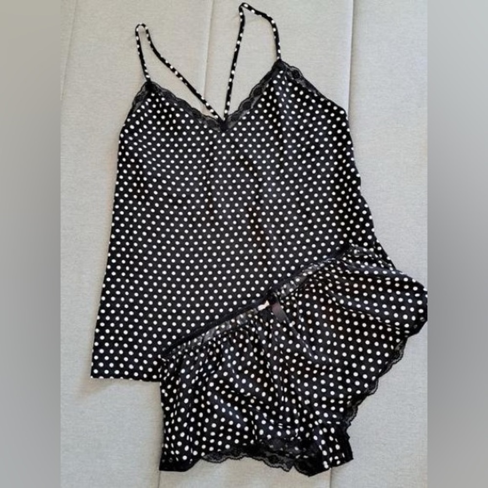 Accessorize Black and White Polka Dot Pajama Set